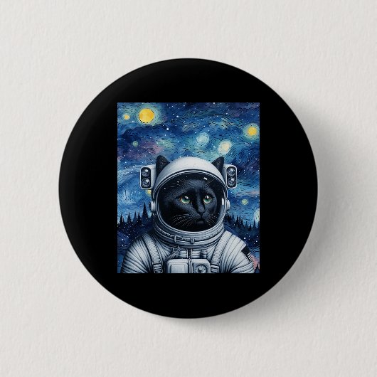 Startnight Kosmic Cat Astronaut Art Button (Vorderseite)