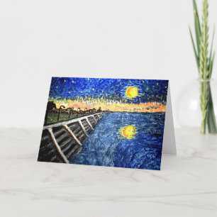 Startnight Lake Front Note Card Karte