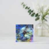 Startnight Niedlich Pet Cat Portrait Template Squa Quadratische Visitenkarte (Stehend Vorderseite)