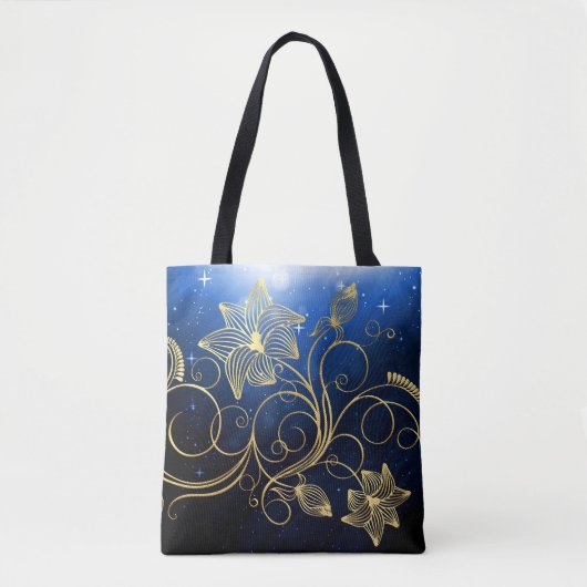 Startnight Sky, Gold Vine Blume Monogramm/Name Tasche (Vorderseite)