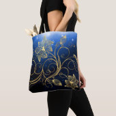Startnight Sky, Gold Vine Blume Monogramm/Name Tasche (Von Nahem)