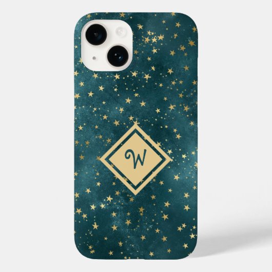 Startnight Space Design mit Gold Monogram Case-Mate iPhone Hülle (Rückseite)
