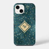 Startnight Space Design mit Gold Monogram iPhone Hülle (Rückseite)