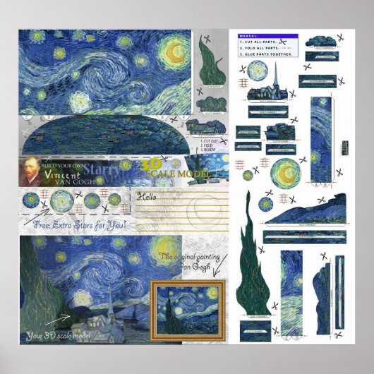 Startnight Van Gogh Papercraft Poster Print (Vorne)