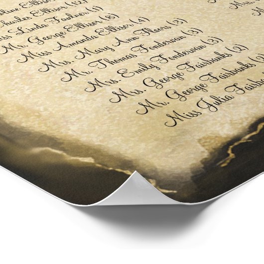 Starts@ 13.20 Seating Chart rund 130 Gäste Poster (Ecke)