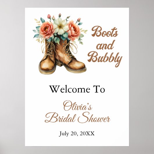 Starts & Bubbly Rustic Brautparty Willkommenszeich Poster (Vorne)