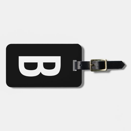 Startseite für das Solid Black Monogram Gepäckanhänger (Vorderseite horizontal)