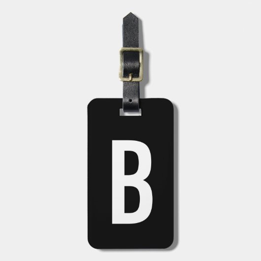 Startseite für das Solid Black Monogram Gepäckanhänger (Vorderseite vertikal)