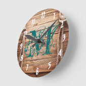 Startseite Rustikale Holzmonogramm Runde Wanduhr (Winkel)