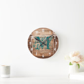 Startseite Rustikale Holzmonogramm Runde Wanduhr (Zuhause)