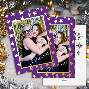 Startup Christmas Foto Lila Foil Holiday Card Folien Feiertagskarte