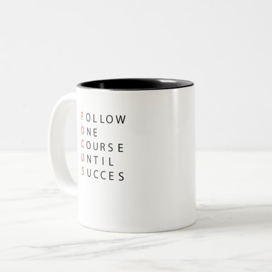 Startup Focus Hustle Zweifarbige Tasse (Vorderseite Links)