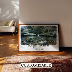 Starved Rock State Park Illinois Poster, Aquarell Poster