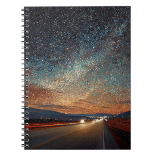 Starway Highway Colorful Night Sky Notebook Notizblock