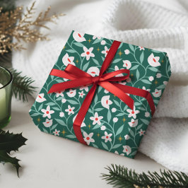 Stary Botanic Floral Blossom Vine Leaf Muster Geschenkpapier