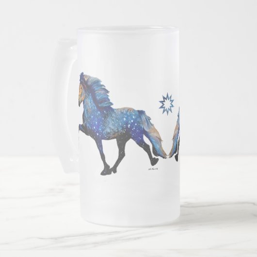 Stary Night Charismatic Tolting isländischen Pferd Mattglas Bierglas (Vorderseite Links)