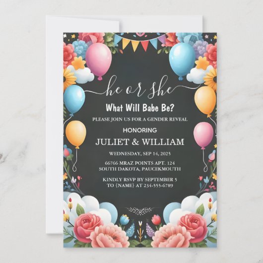 Stash Fun Cloud Family in Spanisch Gender Reveal Einladung (Vorderseite)