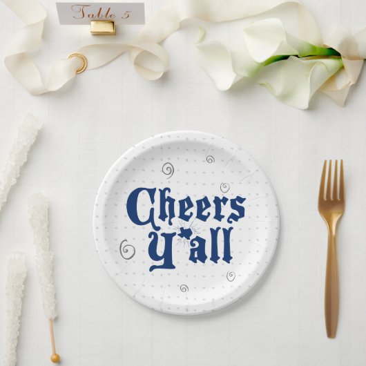 State Flag Blue Chee Y'all Pappteller (Hochzeit)