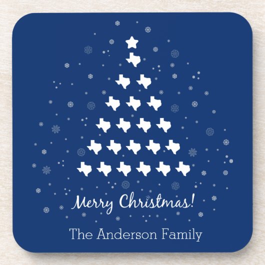 State Flag Blue Elegant Texas Weihnachtsbaum Getränkeuntersetzer (Vorderseite)