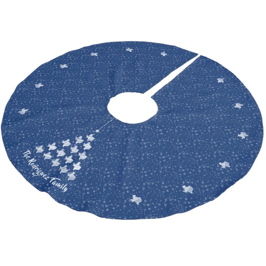 State Flag Blue Scribbled Texas Weihnachtsbaum Polyester Weihnachtsbaumdecke (Schrägansicht)