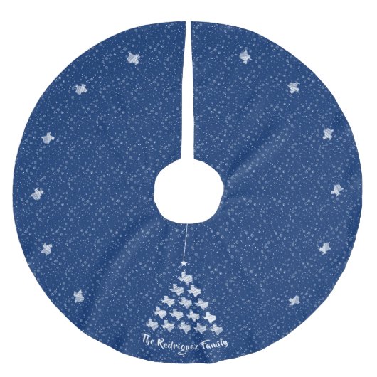 State Flag Blue Scribbled Texas Weihnachtsbaum Polyester Weihnachtsbaumdecke (Vorderseite)