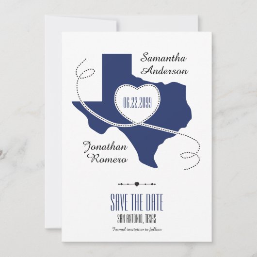 State Flag Blue Texas Curling Ribbon Save the Date Einladung (Vorderseite)