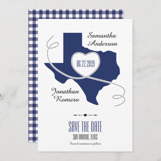 State Flag Blue Texas Curling Ribbon Save the Date Einladung (Vorne/Hinten)