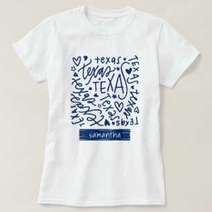 State Flag Blue Texas Doodle Muster T-Shirt