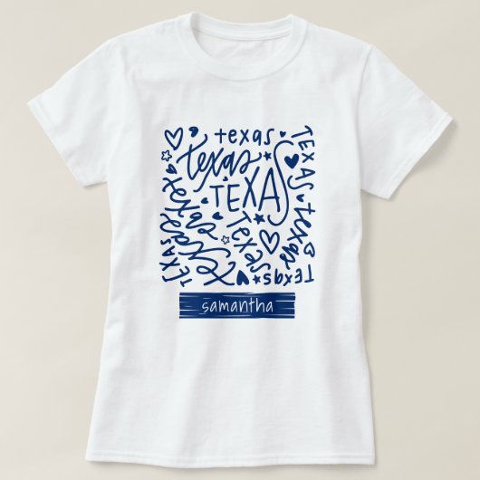 State Flag Blue Texas Doodle Muster T-Shirt (Design vorne)