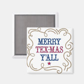 State Flag Red and Blue Merry Tex-Mas Y'all Magnet (Vorderseite/Rückseite)