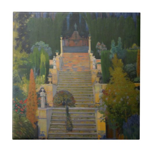 State Garden in Mallorca (von Santiago Rusiñol) Fliese (Vorderseite)