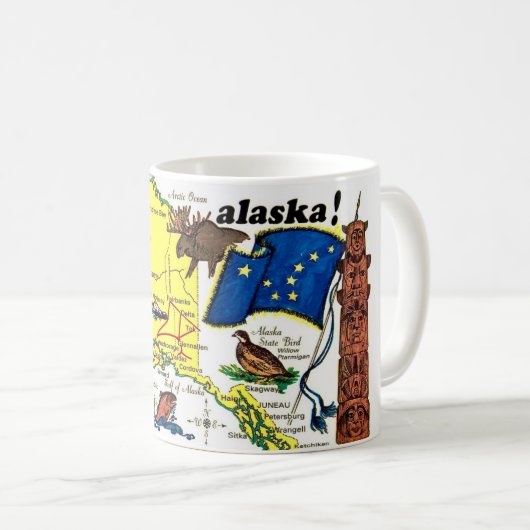 State of Alaska Map Postcard Mug Kaffeetasse (VorderseiteRechts)