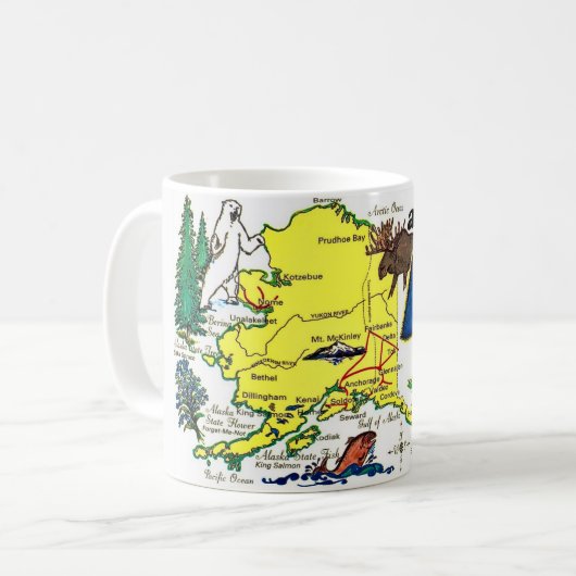 State of Alaska Map Postcard Mug Kaffeetasse (Vorderseite Links)
