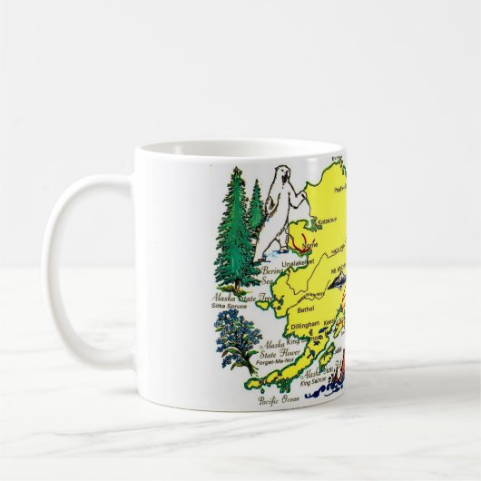 State of Alaska Map Postcard Mug Kaffeetasse (Links)