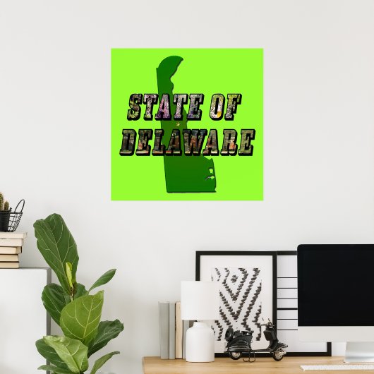 State of Delaware Picture Text and Map Poster (Heimbüro)