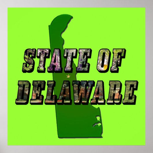 State of Delaware Picture Text and Map Poster (Vorne)