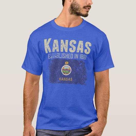 State of Kansas Apparel with flag on a distressed T-Shirt (Vorderseite)