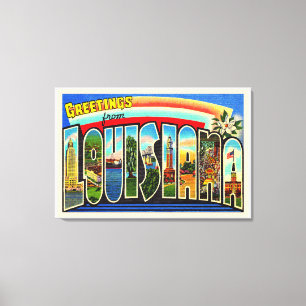 State of Louisiana Vintage Large Letter Postcard Leinwanddruck