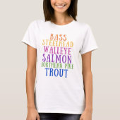 State of Michigan Fish Rainbow Text T-Shirt (Vorderseite)