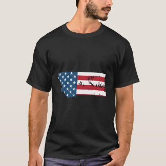 State Of Montana Patriotic Usa Flag For T-Shirt