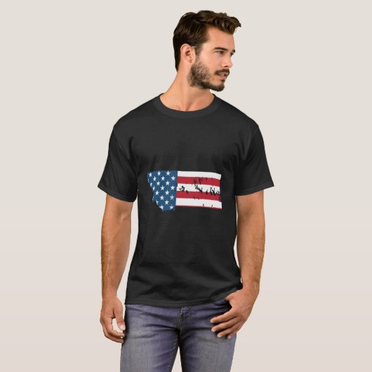 State Of Montana Patriotic Usa Flag For T-Shirt (Vorne ganz)