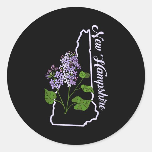 State Of New Hampshire Purple Lilac Flower  Runder Aufkleber (Vorderseite)