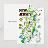 State of New Jersey Illustrated Postcard Postkarte (Vorne/Hinten)