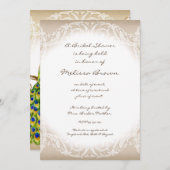 State Peacock w Swirl Branch Wedding Einladung (Vorne/Hinten)