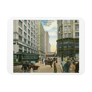 State und Madison Streets, Chicago 1916 Vintage Magnet