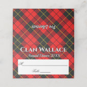 Stated Clan Wallace Red and Black Tartan Motto Platzkarte (Außenseite Aufgefaltet)