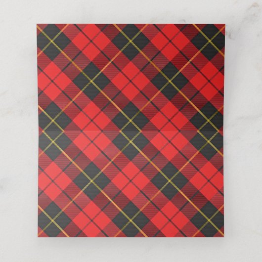 Stated Clan Wallace Red and Black Tartan Motto Platzkarte (Innenseite Aufgefaltet)