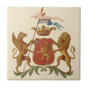 Stated Heraldic Abzeichen mit Griffin und Lion Fliese