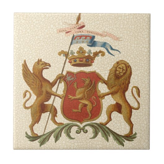 Stated Heraldic Abzeichen mit Griffin und Lion Fliese (Vorderseite)