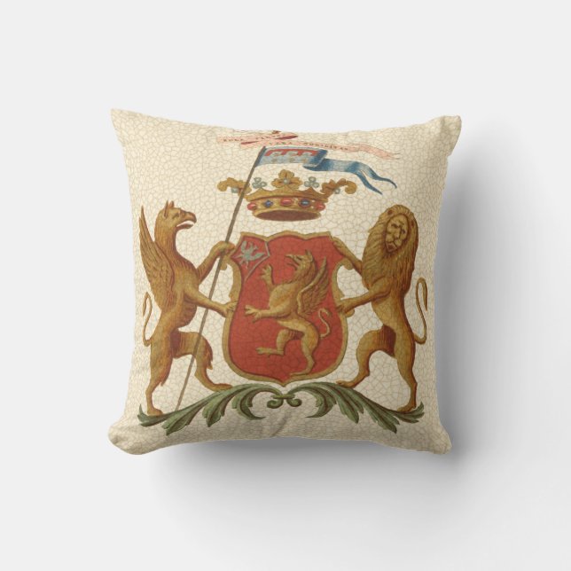 Stated Heraldic Abzeichen mit Griffin und Lion Kissen (Vorderseite)